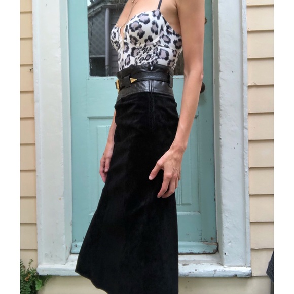 Vintage Lillie Rubin leather and suede skirt - Picture 8 of 8